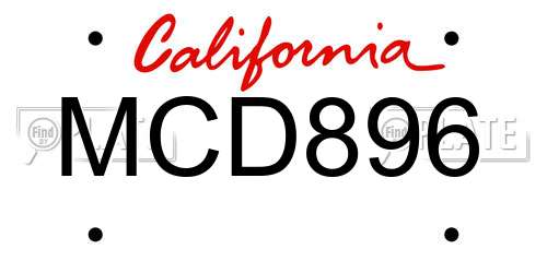 MCD896 California License Plate