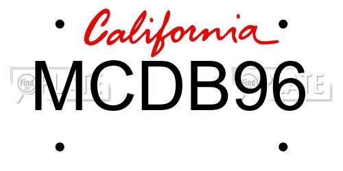 MCDB96 California License Plate