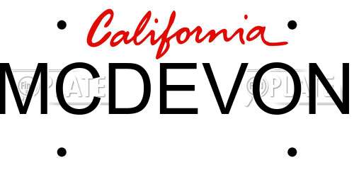 MCDEVON California License Plate