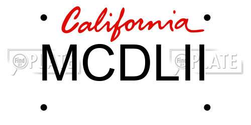 MCDLII California License Plate