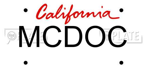 MCDOC California License Plate
