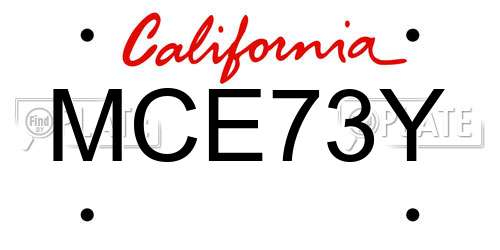 MCE73Y California License Plate