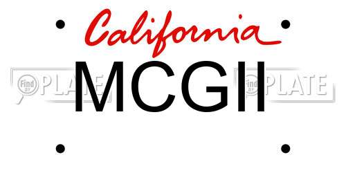 MCGII California License Plate