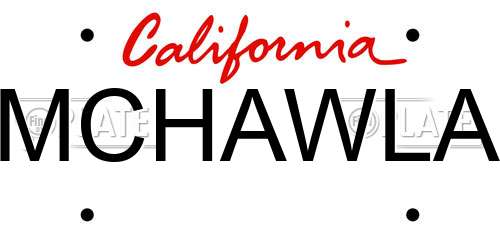 MCHAWLA California License Plate
