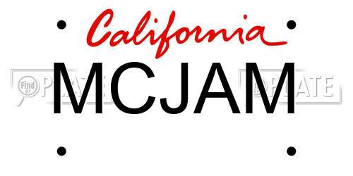 MCJAM California License Plate