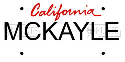 MCKAYLE California License Plate