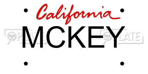 MCKEY California License Plate