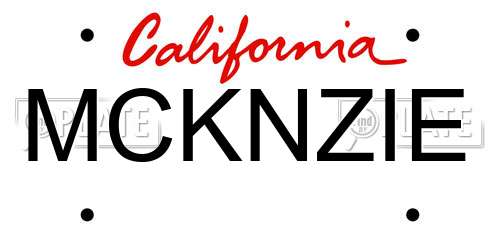 MCKNZIE California License Plate