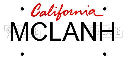 MCLANH California License Plate