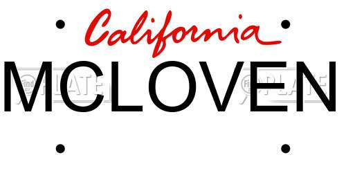 MCLOVEN California License Plate