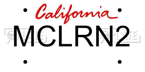 MCLRN2 California License Plate