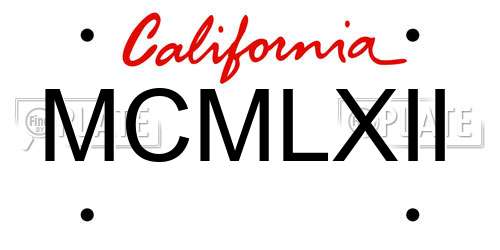MCMLXII California License Plate