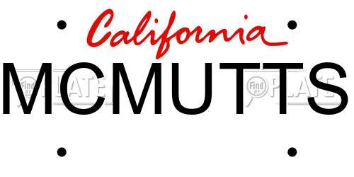 MCMUTTS California License Plate