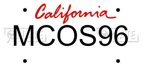 MCOS96 California License Plate