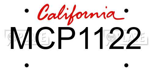 MCP1122 California License Plate