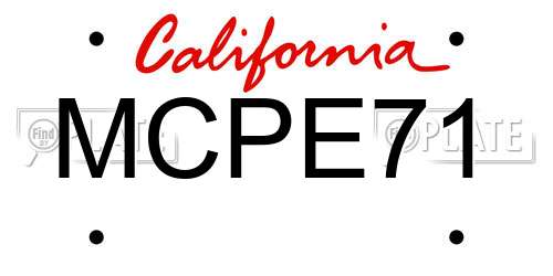 MCPE71 California License Plate