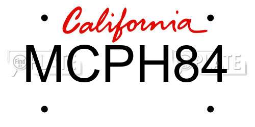 MCPH84 California License Plate