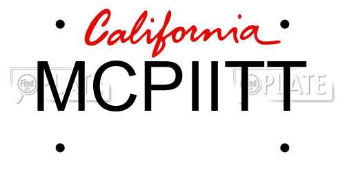 MCPIITT California License Plate