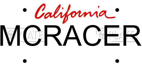 MCRACER California License Plate