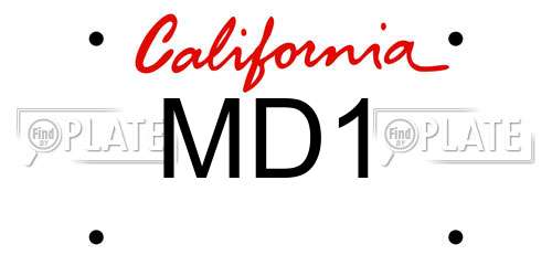 MD1 California License Plate