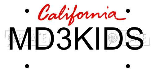 MD3KIDS California License Plate