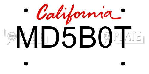 MD5B0T California License Plate