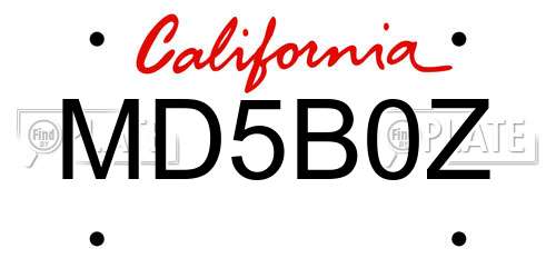 MD5B0Z California License Plate