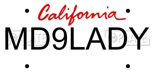 MD9LADY California License Plate