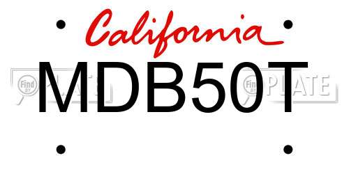 MDB50T California License Plate