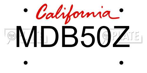MDB50Z California License Plate