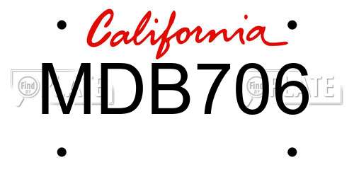 MDB706 California License Plate
