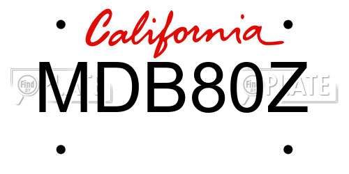 MDB80Z California License Plate