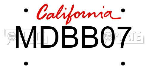 MDBB07 California License Plate