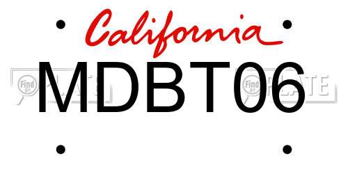 MDBT06 California License Plate
