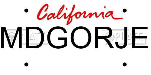 MDGORJE California License Plate
