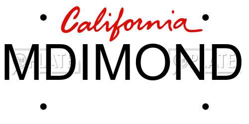MDIMOND California License Plate