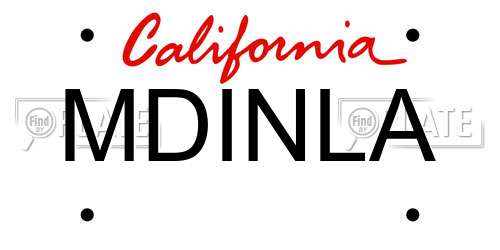 MDINLA California License Plate