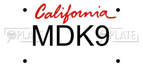 MDK9 California License Plate