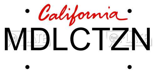 MDLCTZN California License Plate