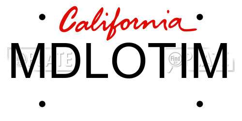 MDLOTIM California License Plate