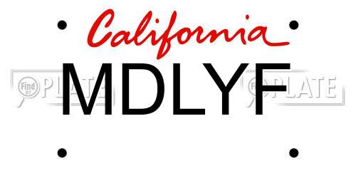 MDLYF California License Plate