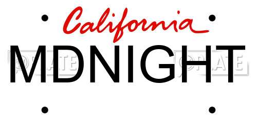 MDNIGHT California License Plate