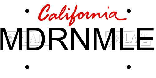 MDRNMLE California License Plate