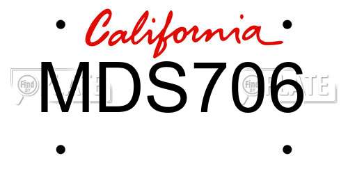 MDS706 California License Plate