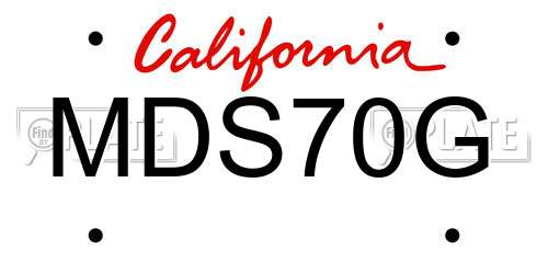 MDS70G California License Plate