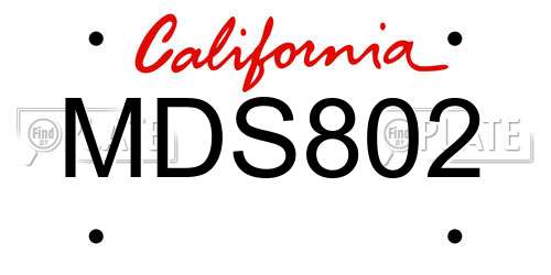 MDS802 California License Plate
