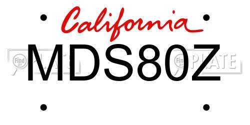MDS80Z California License Plate