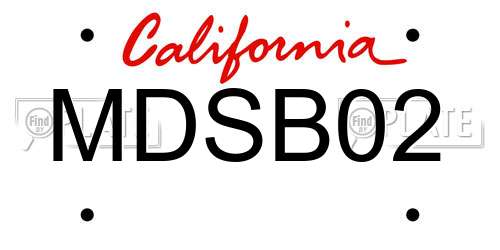 MDSB02 California License Plate