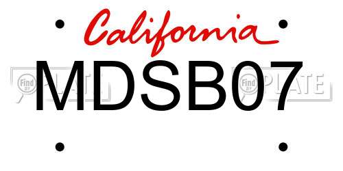 MDSB07 California License Plate