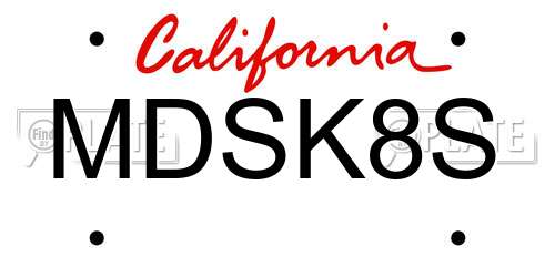 MDSK8S California License Plate